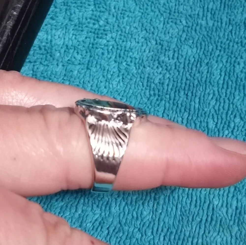Silvertone Mulricolor Colorful Ring Intricate Design